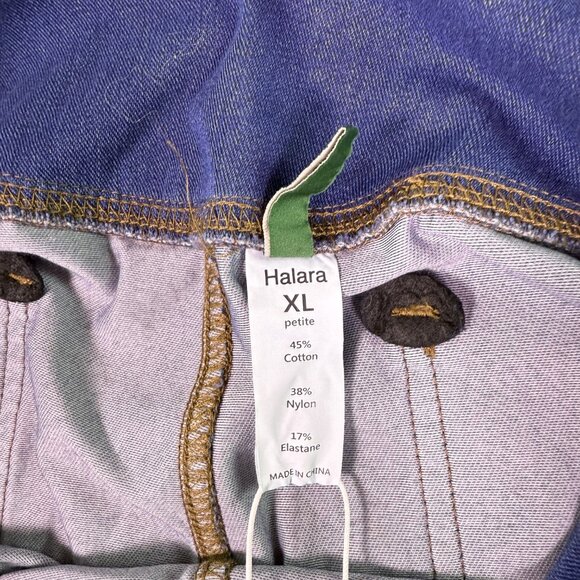 Halara Flex Super Flare Jeans High Waisted Crossover Blue Womens XL Petite E705 - Picture 6 of 14